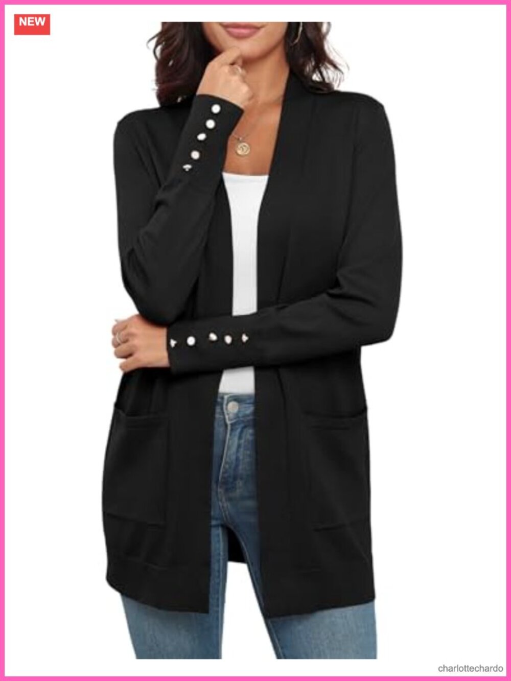 Lightweight Open Front Cardigan Sweater with Pockets